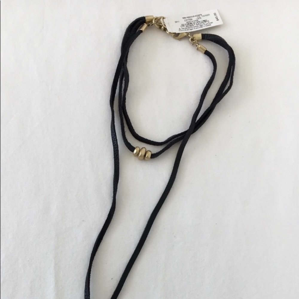 Lucky brand leather necklace gold accents